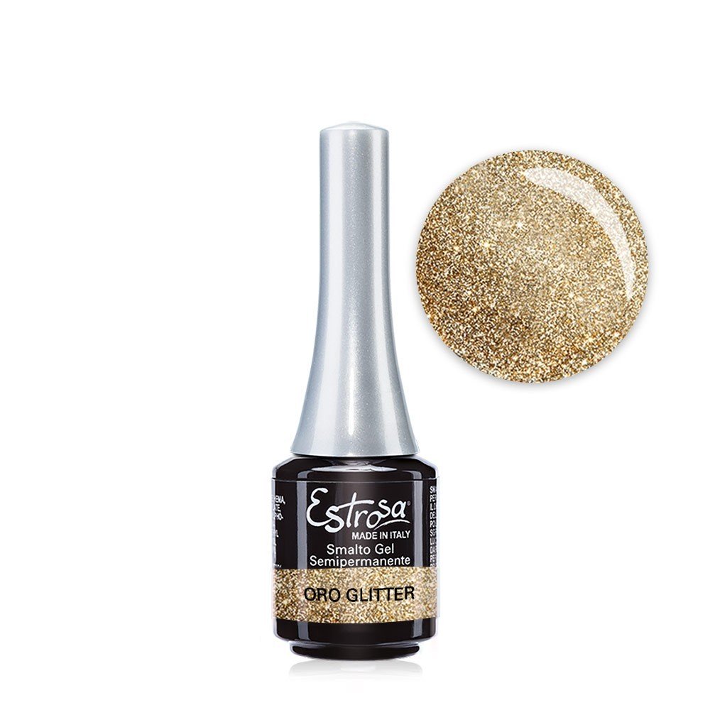 Smalto semipermanente Estrosa · 7 ml — Smalto semipermanente Estrosa · 7 ml — Colore / tonalità: Oro Glitter · 7 ml