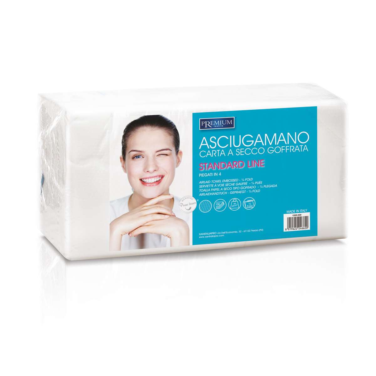 ASCIUGAMANI 100 PZ CARTA A SECCO GOFFRATA PREMIUM — ASCIUGAMANI 100 PZ CARTA A SECCO GOFFRATA PREMIUM · 1 pz