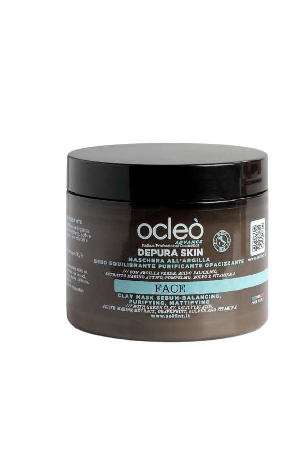 DEPURA ALL'ARGILLA SEBO EQUILIBRANTE PURIFICANTE OPACIZZANTE - OCLEO' — DEPURA ALL'ARGILLA SEBO EQUILIBRANTE PURIFICANTE OPACIZZANTE - OCLEO' · 500 ml