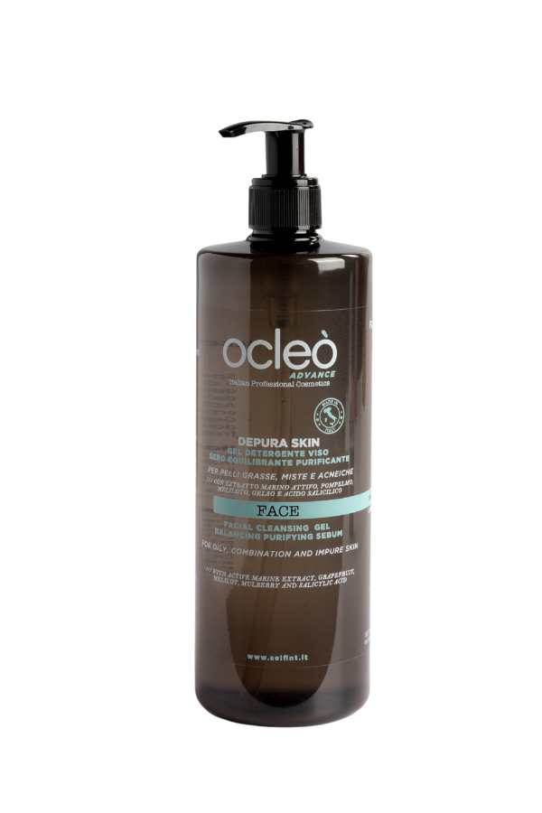 DEPURA SKIN GEL DETERGENTE VISO SEBO EQUILIBRANTE PURIFICANTE - OCLEO' — DEPURA SKIN GEL DETERGENTE VISO SEBO EQUILIBRANTE PURIFICANTE - OCLEO' · 500 ml