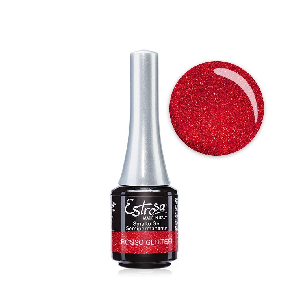 COLORI SMALTO GEL SEMIPERMANENTE 7ML - ESTROSA - ROSSO GLITTER 7502
